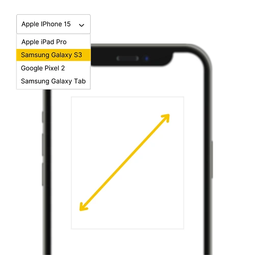 Image of a mobile phone responsive testing via different phone models